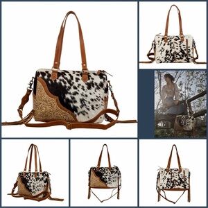 Western Bsg Brown and Black Cowhide Women's Bag Cowgirl Style Cowboy Style